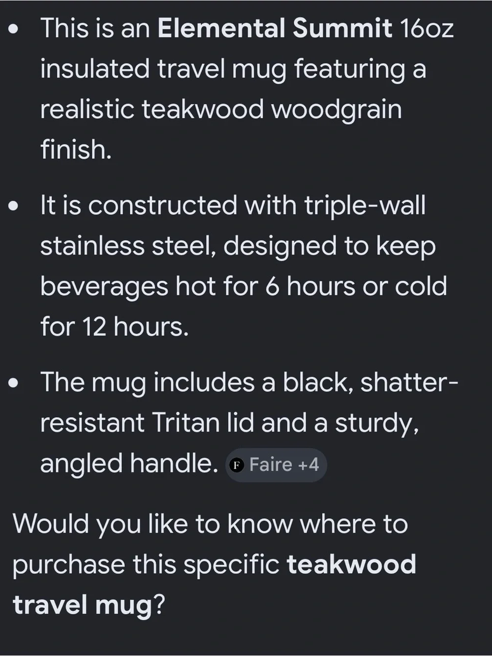 Elemental Woodgrain Travel Mug NEW with TEAK WOOD DESIGN